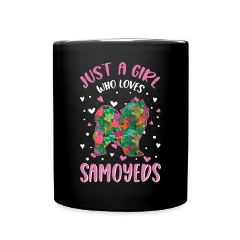 Juste une fille qui aime les Samoyèdes Samoyèdes - Mug uni - noir - Devant