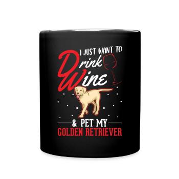 Golden Retriever und Wein - Tasse einfarbig - Schwarz - Vorne