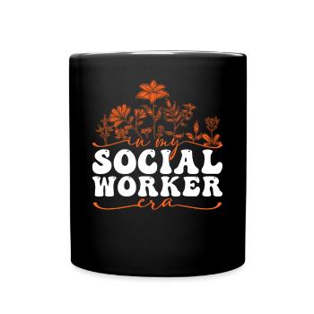 In My Social Worker Era Blumen Stilvolles Design - Tasse einfarbig - Schwarz - Vorne