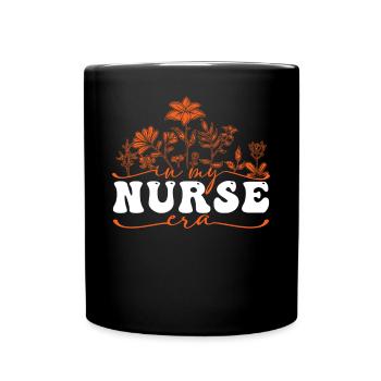 In My Nurse Era Blumenmotiv Pflege - Tasse einfarbig - Schwarz - Vorne