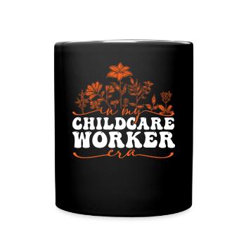 In My Childcare Worker Era - Blumendesign - Tasse einfarbig - Schwarz - Vorne