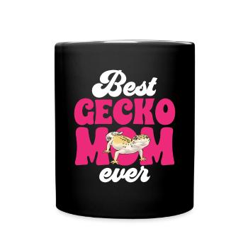 Leopardgecko Reptil Haustier Gecko - Tasse einfarbig - Schwarz - Vorne