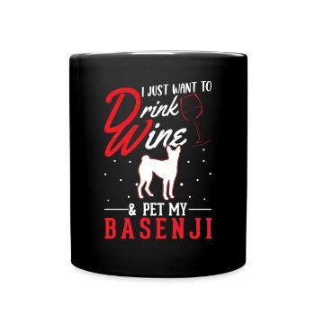 Basenji et le vin - Mug uni - noir - Devant