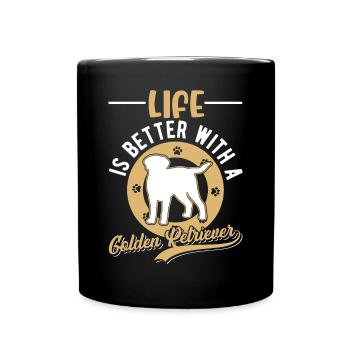 Das Leben ist besser mit einem Golden Retriever - Tasse einfarbig - Schwarz - Vorne