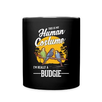 Budgie Costume Welli Halloween Parakeet - Full Colour Mug - black - Front