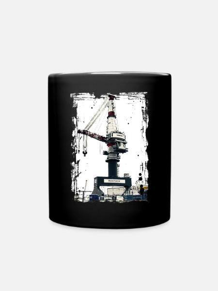 Rostock Port Liebherrr Kran - Tasse einfarbig - Schwarz