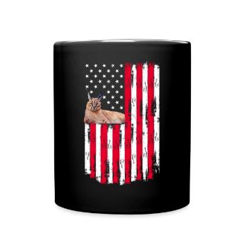Großer Floppa Karakal Katze Meme - Tasse einfarbig - Schwarz - Vorne