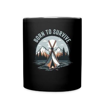 Bushcrafting Outdoor Born To Survive - Tasse einfarbig - Schwarz - Vorne