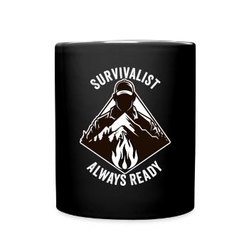 Bushcrafting Outdoor Survivalist Always Ready - Full Colour Mug - black - Front