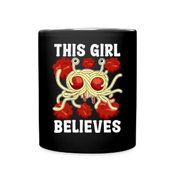 Fliegendes Spaghettimonster FSM - Tasse einfarbig - Schwarz - Vorne