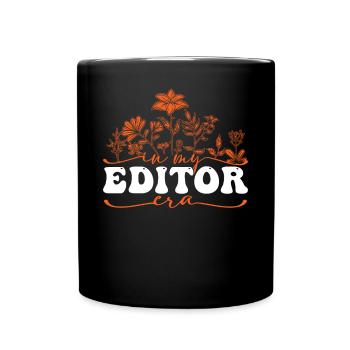 In My Editor Era Blumenmotiv - Tasse einfarbig - Schwarz - Vorne