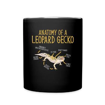 Leopardgecko Reptil Haustier Gecko - Tasse einfarbig - Schwarz - Vorne