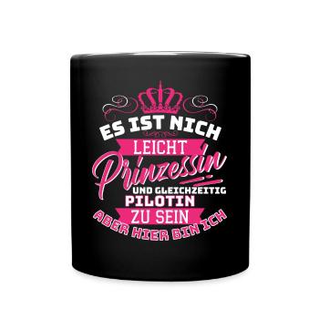 Princess & Pilot - Cool Pilot Saying - Full Colour Mug - black - Front