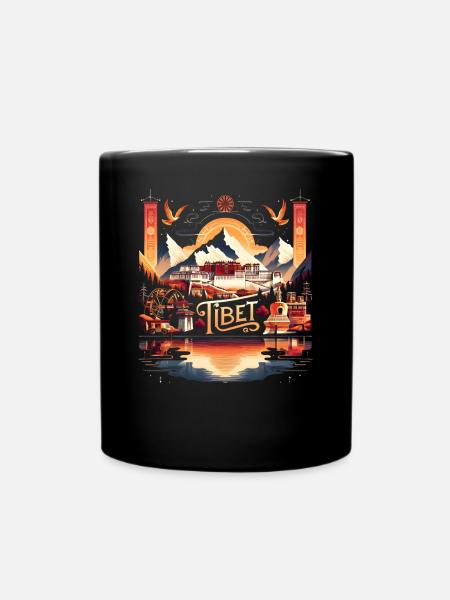 Tibet Lhasa Buddhistischer Tempel - Tasse einfarbig - Schwarz