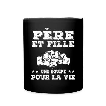 Father and daughter dad point shot - Full Colour Mug - black - Front