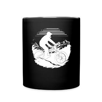 Mountain Biker Drawing - Full Colour Mug - black - Front