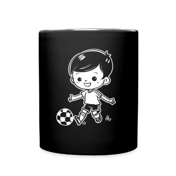 Dessin de garçon de football - Mug uni - noir - Devant
