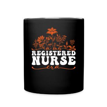 In My Registered Nurse Era Floral Motif - Full Colour Mug - black - Front