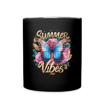 Schmetterling Summer Vibes - Tasse einfarbig - Schwarz - Vorne