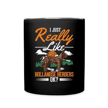 Hollandse Herder Hollandse Herdershond - Tasse einfarbig - Schwarz - Vorne