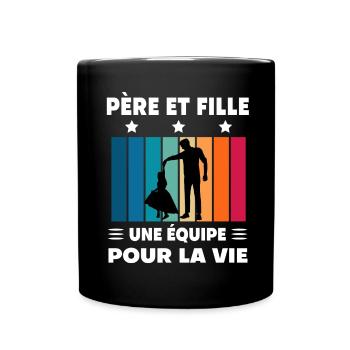 papa père et fille fête des pères - Mug uni - noir - Devant