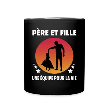 Vater Vater und Tochter Vintage Humor - Tasse einfarbig - Schwarz - Vorne
