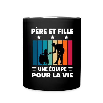papa père et fille fête des pères père - Mug uni - noir - Devant