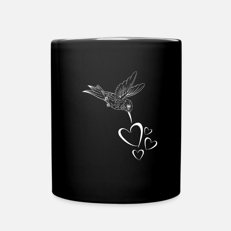 Kolibri mit Herzen - Tasse einfarbig - Schwarz