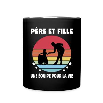 Vater Vater und Tochter Vintage Vater - Tasse einfarbig - Schwarz - Vorne