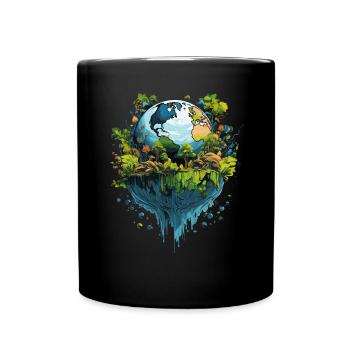Respektier Muttererde Unseren Planeten Natur - Tasse einfarbig - Schwarz - Vorne