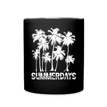Summerdays with Palm Trees Summertime Sea Beach - Full Colour Mug - black - Front