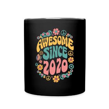Awesome Since 2020 Flowers Hippie Born Year 2020 - Full Colour Mug - black - Front