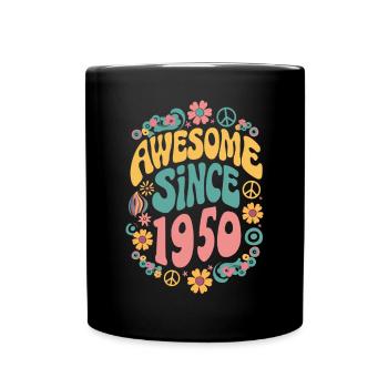 Génial Depuis 1950 Fleurs Hippie Né Année 1950 - Mug uni - noir - Devant