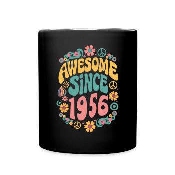 Awesome Since 1956 Blumen Hippie Geboren Jahr 1956 - Tasse einfarbig - Schwarz - Vorne