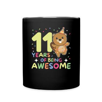 Castor pour son 11e anniversaire Enfants de onze ans - Mug uni - noir - Devant