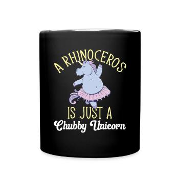 Nashorn Rhino Einhorn - Tasse einfarbig - Schwarz - Vorne