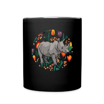 Nashorn Rhino Einhorn - Tasse einfarbig - Schwarz - Vorne