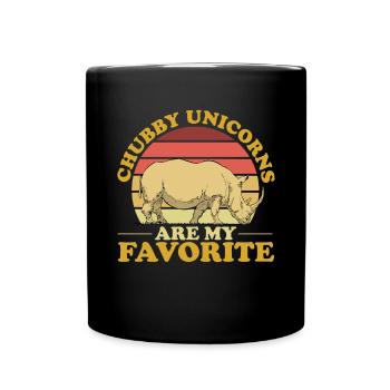 Nashorn Rhino Einhorn - Tasse einfarbig - Schwarz - Vorne