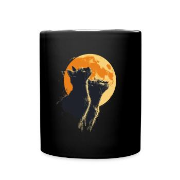 Bezaubernde Katzen mit Mond für alle - Tasse einfarbig - Schwarz - Vorne