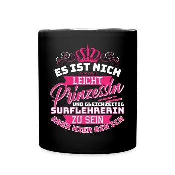 Princess & Surf Instructor - Kitesurfing Surf - Full Colour Mug - black - Front