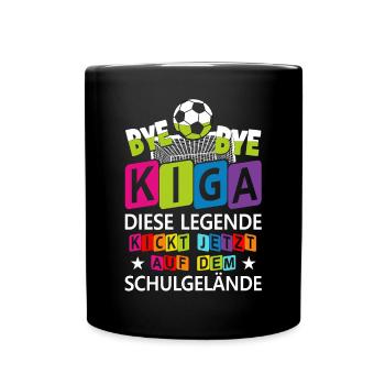 Einschulung Schulkind Kindergarten Kiga Geschenk - Tasse einfarbig - Schwarz - Vorne