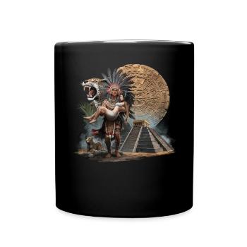 Aztekenkrieger Indigener mexikanischer Azteken-Jaguar - Tasse einfarbig - Schwarz - Vorne