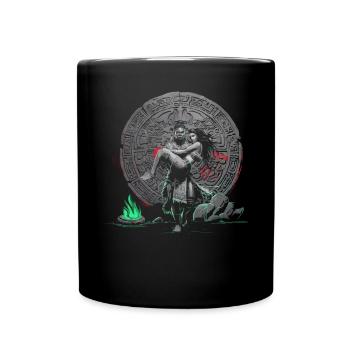 Aztekenkrieger Indigener mexikanischer Azteken-Jaguar - Tasse einfarbig - Schwarz - Vorne