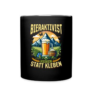 Bieraktivist Heben statt Kleben – Partyspaß - Tasse einfarbig - Schwarz - Vorne