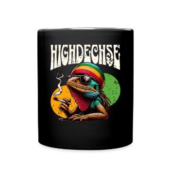 Highdechse Echsen Leguan Reptilien - Tasse einfarbig - Schwarz - Vorne
