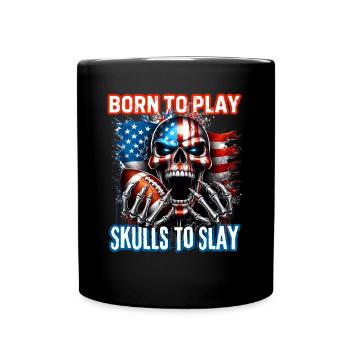 Aggressive Skull for American Football - Full Colour Mug - black - Front