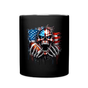 Conception de crâne patriotique football américain - Mug uni - noir - Devant