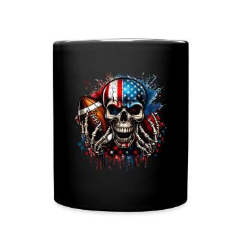 Aggressive Skull for American Football - Full Colour Mug - black - Front