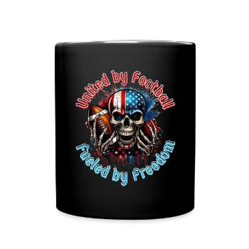 4. Juli American Football Skull U. S. FLag - Tasse einfarbig - Schwarz - Vorne