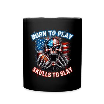 July 4th American Football Skull U. S. FLag - Full Colour Mug - black - Front